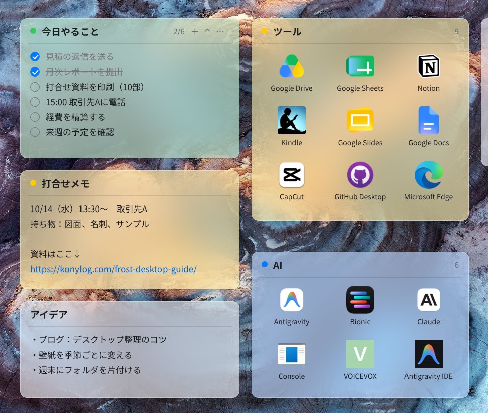 グループの横に並んだ3枚のメモ