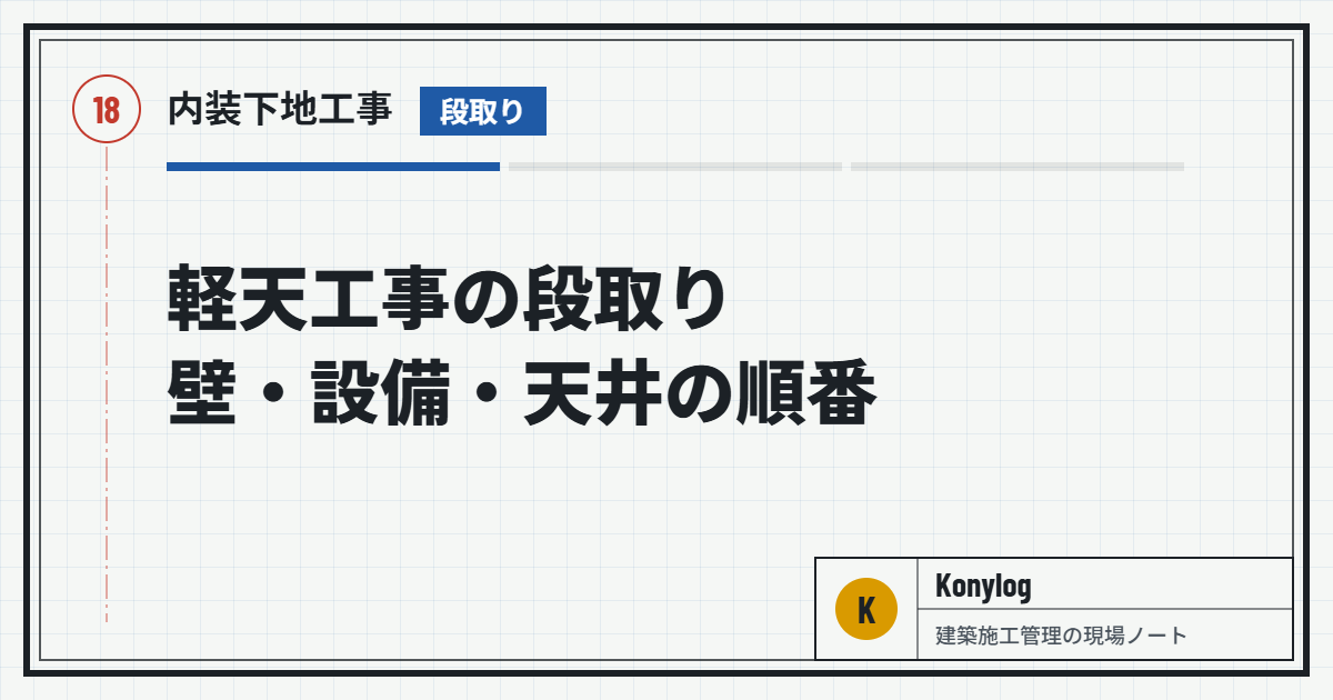 内装下地工事：軽天工事の段取り壁・設備・天井の順番